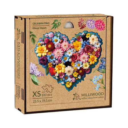 Puzzle drewniane Milliwood - Celebrating - Floral Heart 23,5x19,5 - 100 el.