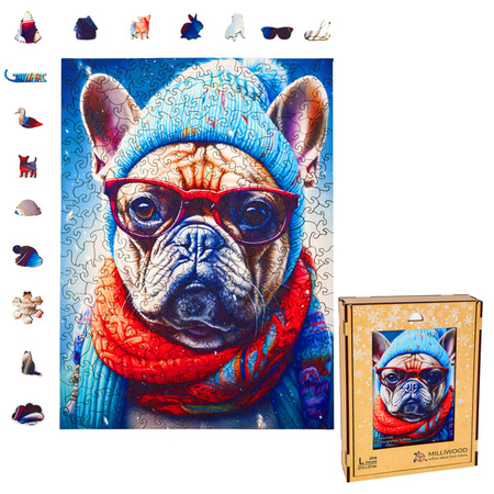 Puzzle drewniane – Cold is cool – Buldog Gustaw – 316 el.