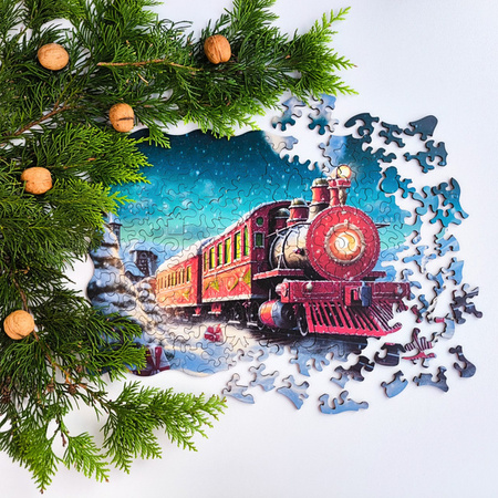 Puzzle drewniane – Christmas – Świąteczny pociąg – 200 el.