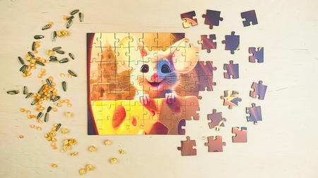 Puzzle drewniane – Yippee cutie – Myszka – 70 el.